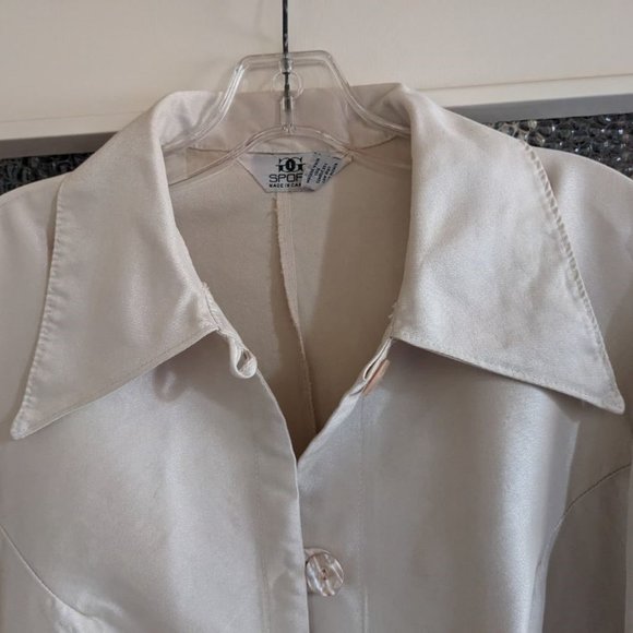 Lustrous Chic Swing Coat Light Jacket A-line shape, Pointed Collar, Tan - Picture 3 of 15